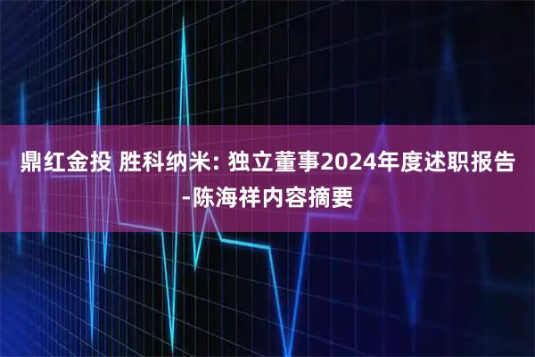 鼎红金投 胜科纳米: 独立董事2024年度述职报告-陈海祥内容摘要